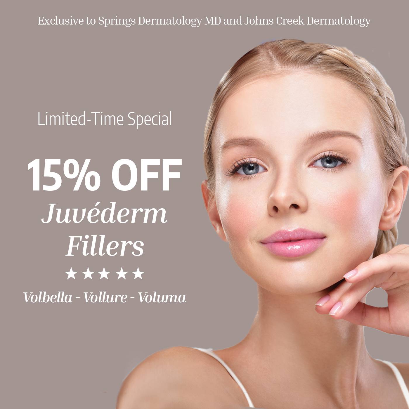  Confident women with radiant, healthy skin standing together — showcasing a limited-time discount on a cosmetic treatment offer at Springs Dermatology MD.  
