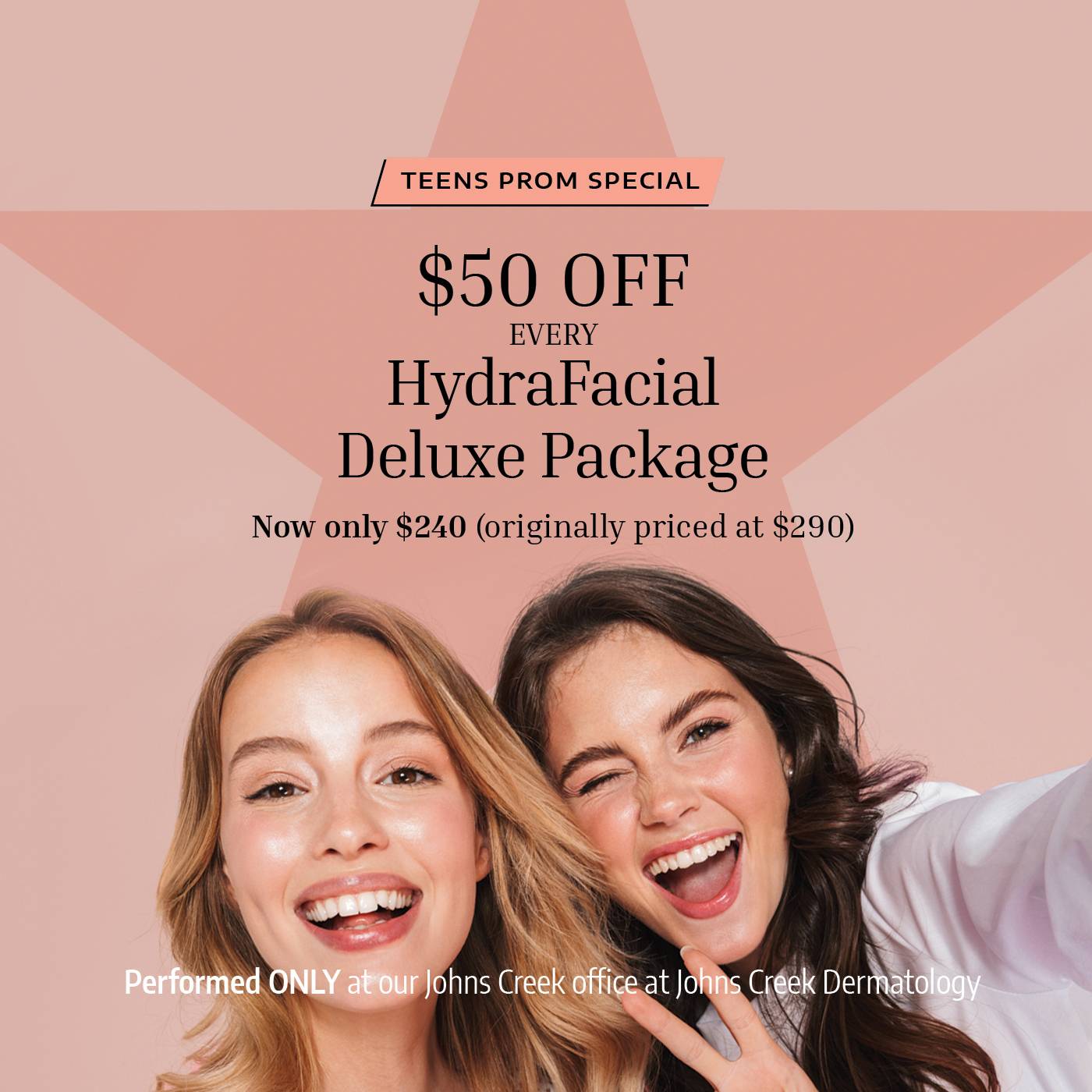  Confident women with radiant, healthy skin standing together — showcasing a limited-time discount on a cosmetic treatment offer at Springs Dermatology MD.  